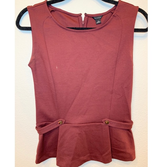 Ann Taylor burgundy sleeveless peplum top - Picture 3 of 3